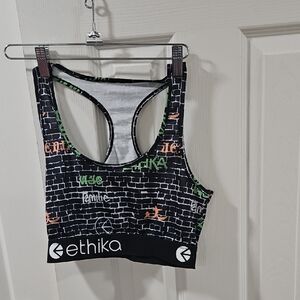 Ethika Black and Green Graphic Sports Bra